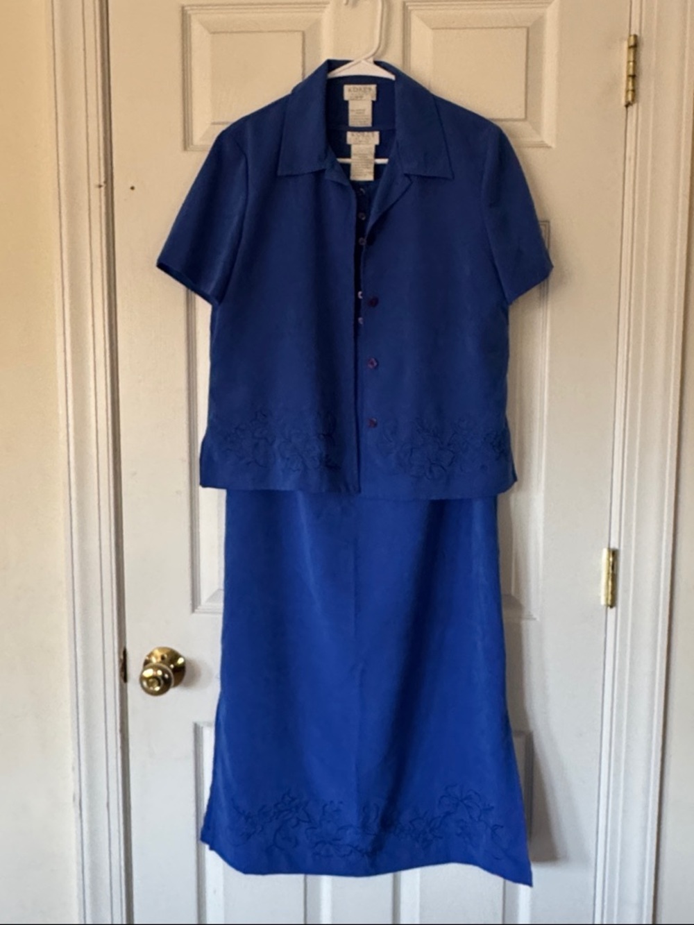 Koret Petite Cobalt Blue Maxi Dress with Button-Front Jacket - size 6P